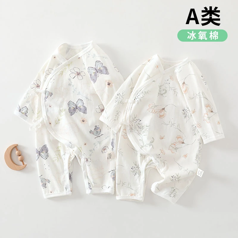新生儿纯棉蝴蝶衣A类夏季薄款纯棉婴儿初生宝宝衣服长袖连体衣