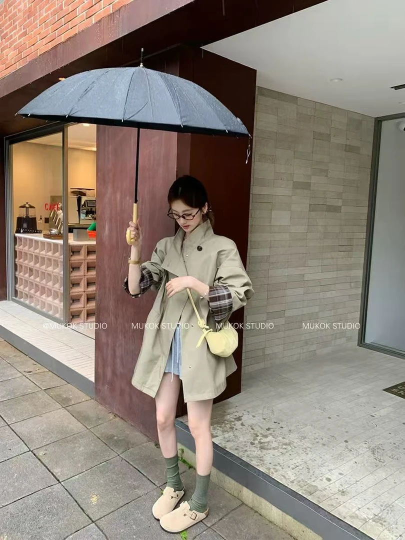 爆款经典撞色英伦风衣