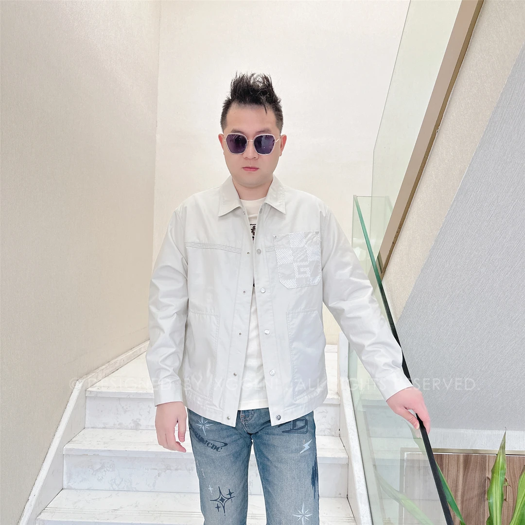 春夏款GF大口袋上多个格子轻奢高端男士时尚休闲外套男装夹克外衣