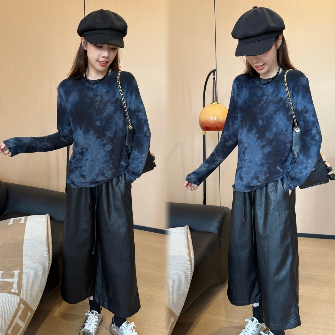 二姐的宝藏2025秋季新款曼哈顿风情水墨晕染星河长袖T恤#25280