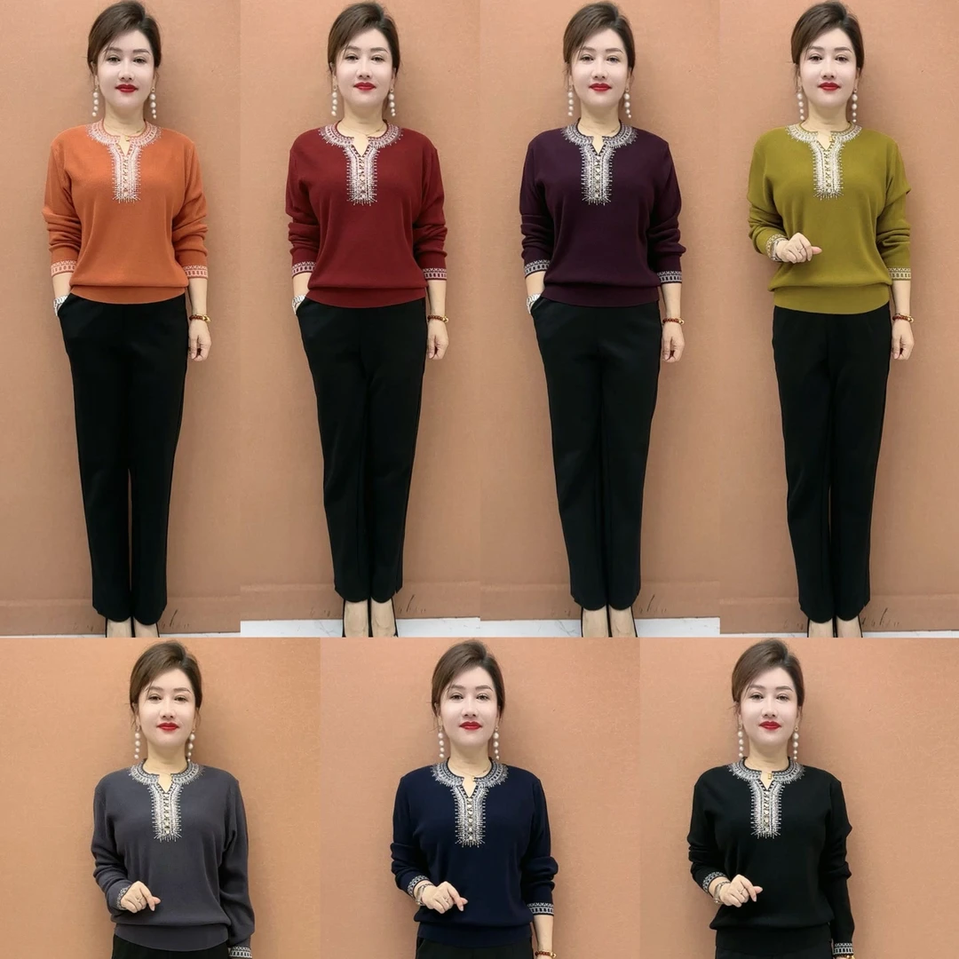 SZ时尚简约撞色设计宽松显瘦气质针织衫