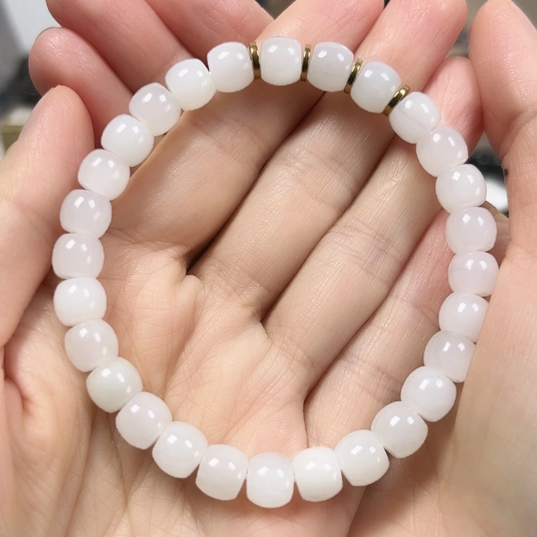 和田玉未镶嵌手串卡8鼓珠