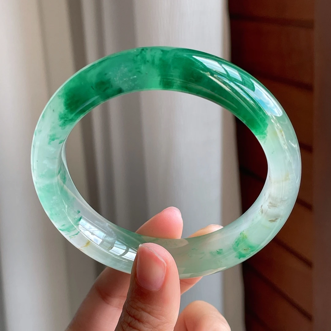 高品质天然玉石宽版非洲翠(61圈口)