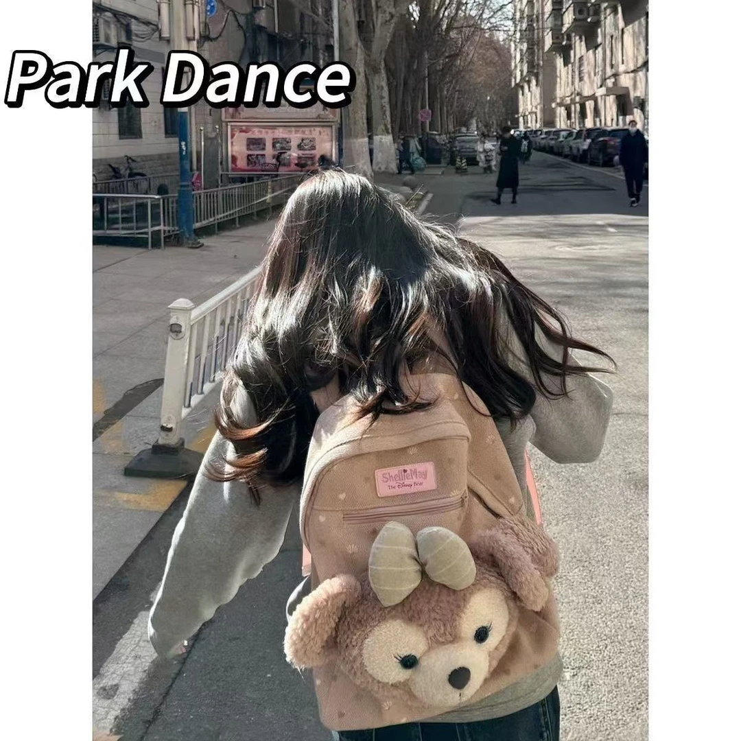 雪莉玫可爱双肩包达菲熊毛绒玩偶包包背包高颜值包完美国际联名