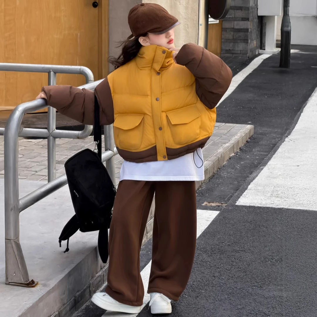 女童棉服冬装2025新款初中生洋气加厚保暖棉袄儿童装冬季棉衣外套