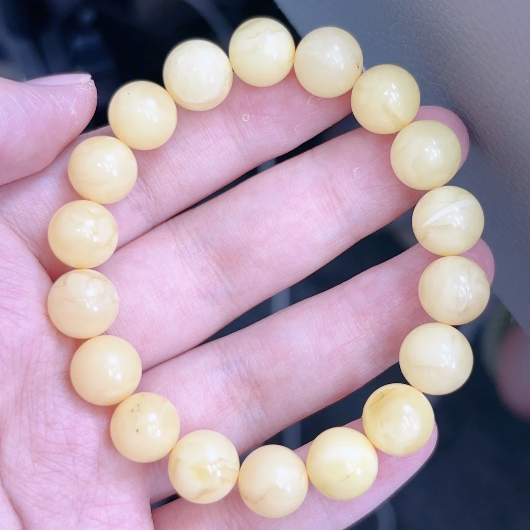 白花满蜡10➕瑕疵蜜蜡圆珠手串(484号)