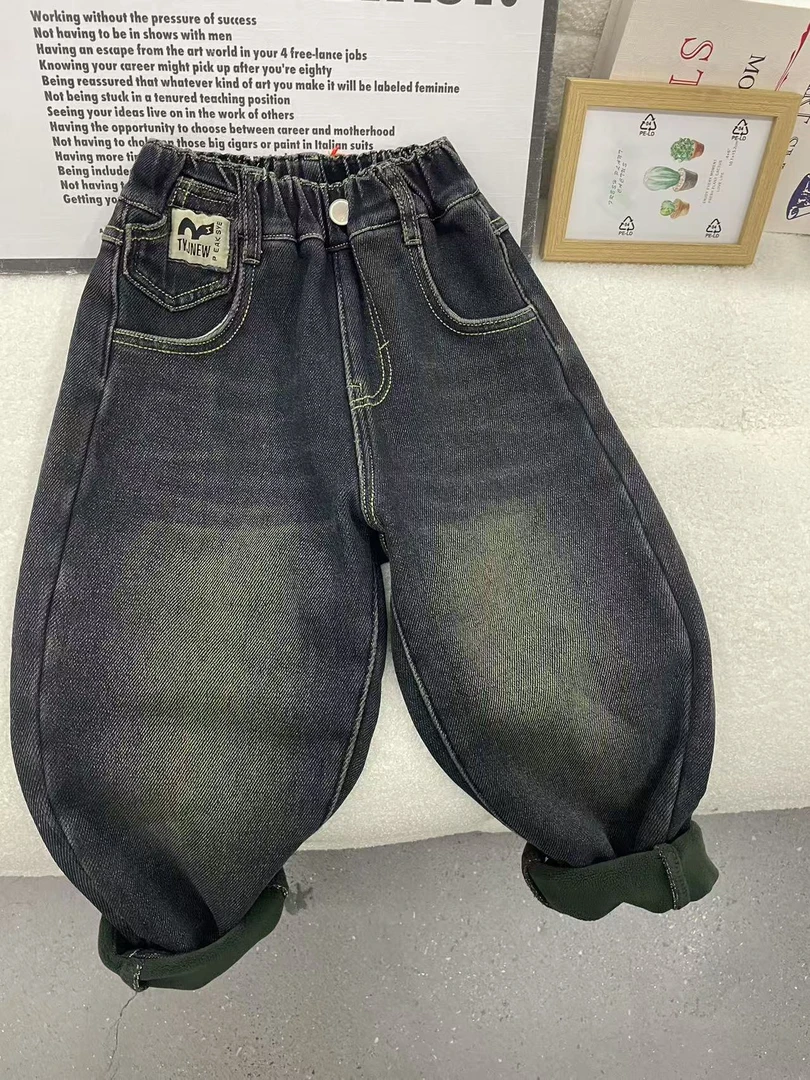 501125《现》冬季优选韩版儿童休闲舒适洋气百搭时尚加厚牛仔裤