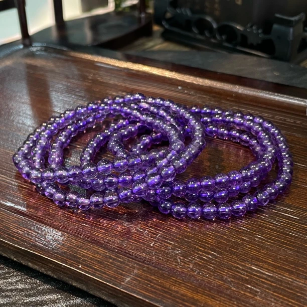 【书记甄选】天然紫水晶三圈手链 多样性发一件 约5mm 6874CK