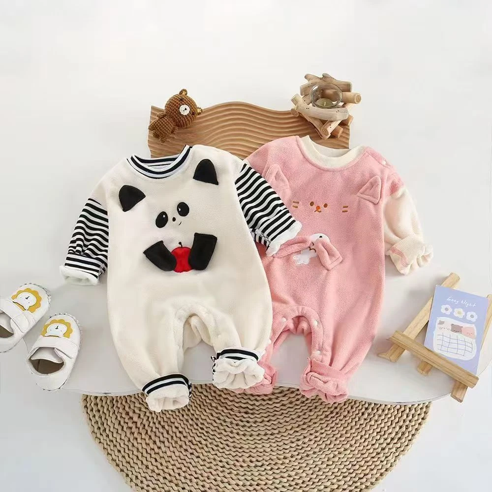 0196特价款秋冬季立体小动物爬爬服哈衣连体衣宝宝儿童卡通婴儿