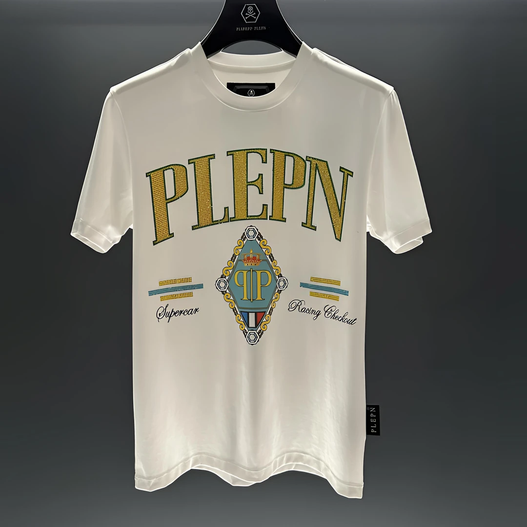 PLIPHPP PLEPN施华洛水钻订制皇冠修身休闲百搭弹力短袖时尚T恤