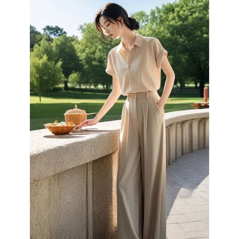 2025新款冷淡系高级感干练气质时尚职业衬衫裤子两件套装女装夏季