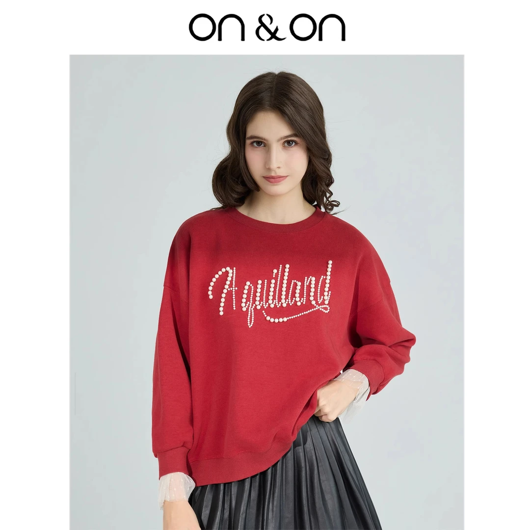 ON&ON/安乃安春季新款新年战袍时尚百搭休闲钉珠卫衣女N4SA728551