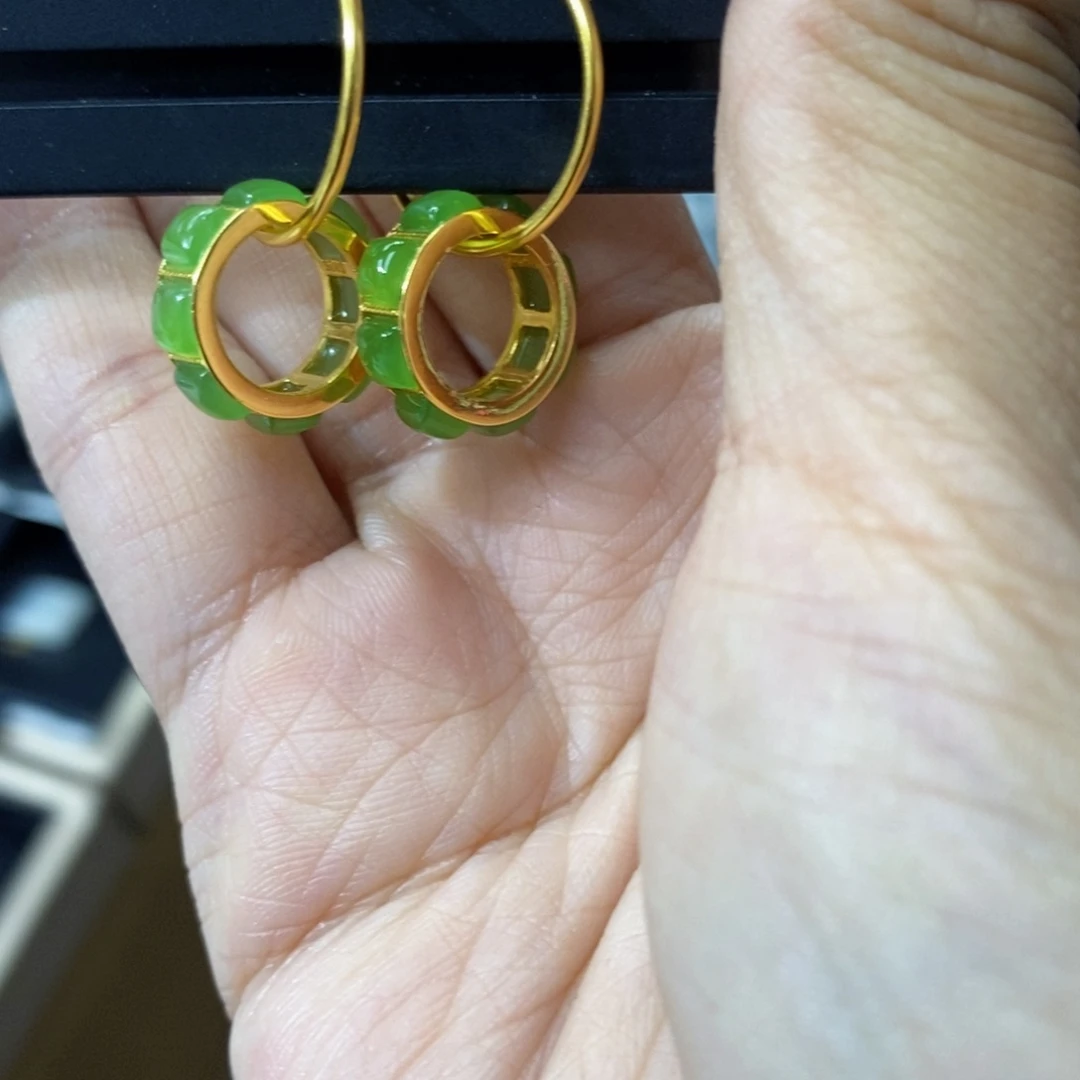 和田玉耳饰银S925镶嵌多样性发货 拍一发一