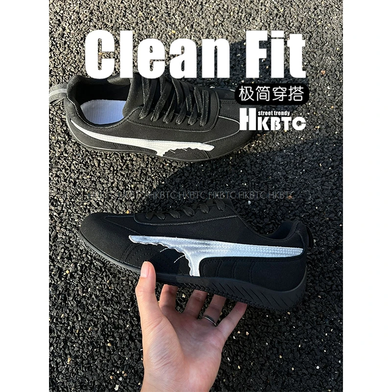 HKBTCstreet trendy夏季 极简风 T头赛车鞋 男士百搭复古绒面板鞋