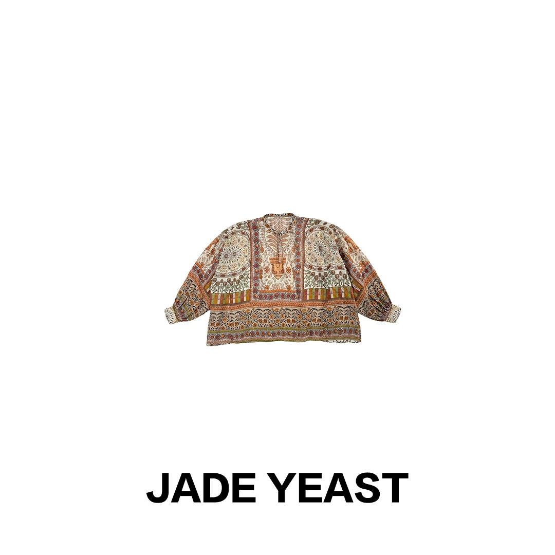 JADE YEAST|民族风【100苎麻】中古印花长袖衫-0091