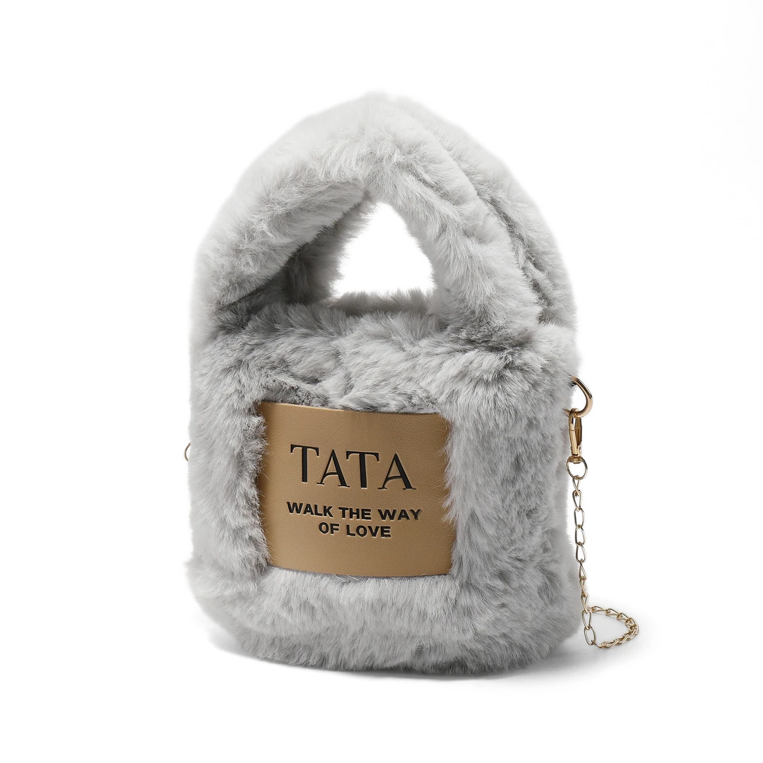TATA/他她Tata他她斜跨毛绒小托特包