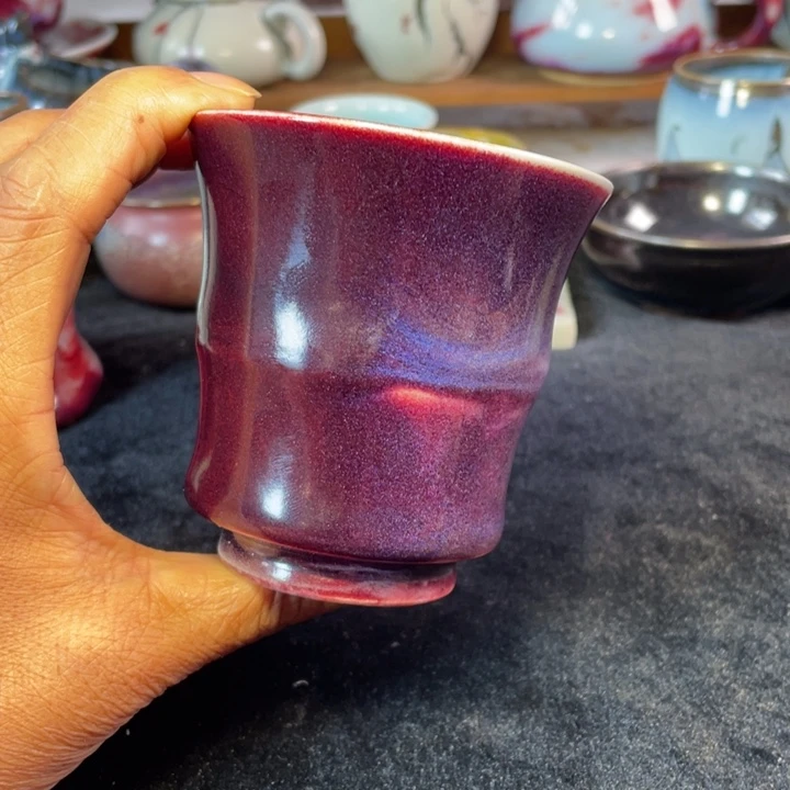 摆件钧瓷手工竹节杯