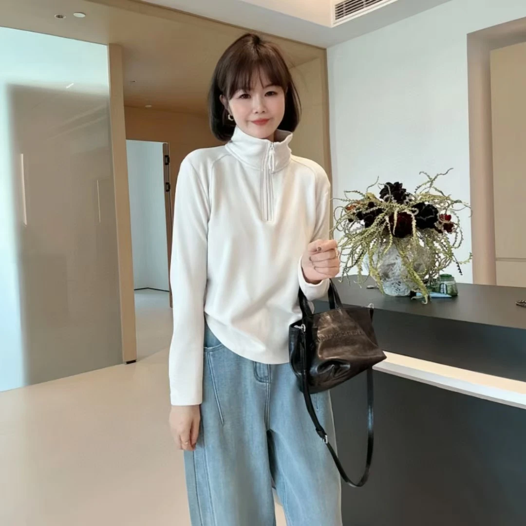 6602 女款半拉链打底上衣  不加绒