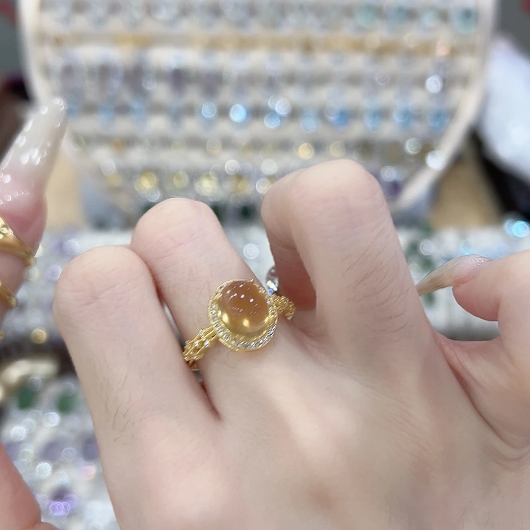 @****银S925镶嵌戒指黄晶