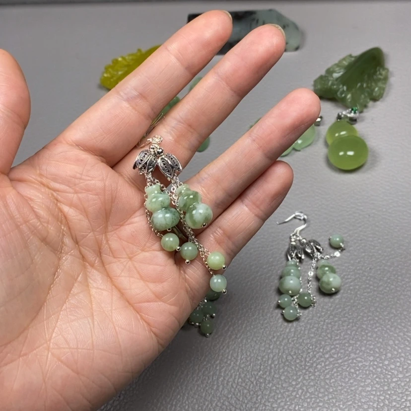 【闪购商品】蛇纹石玉挂件耳饰耳环项链未镶嵌