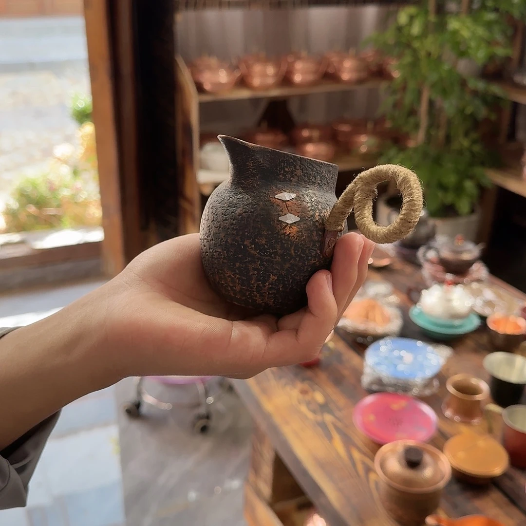 傻***甜紫铜手工瓦罐侧把