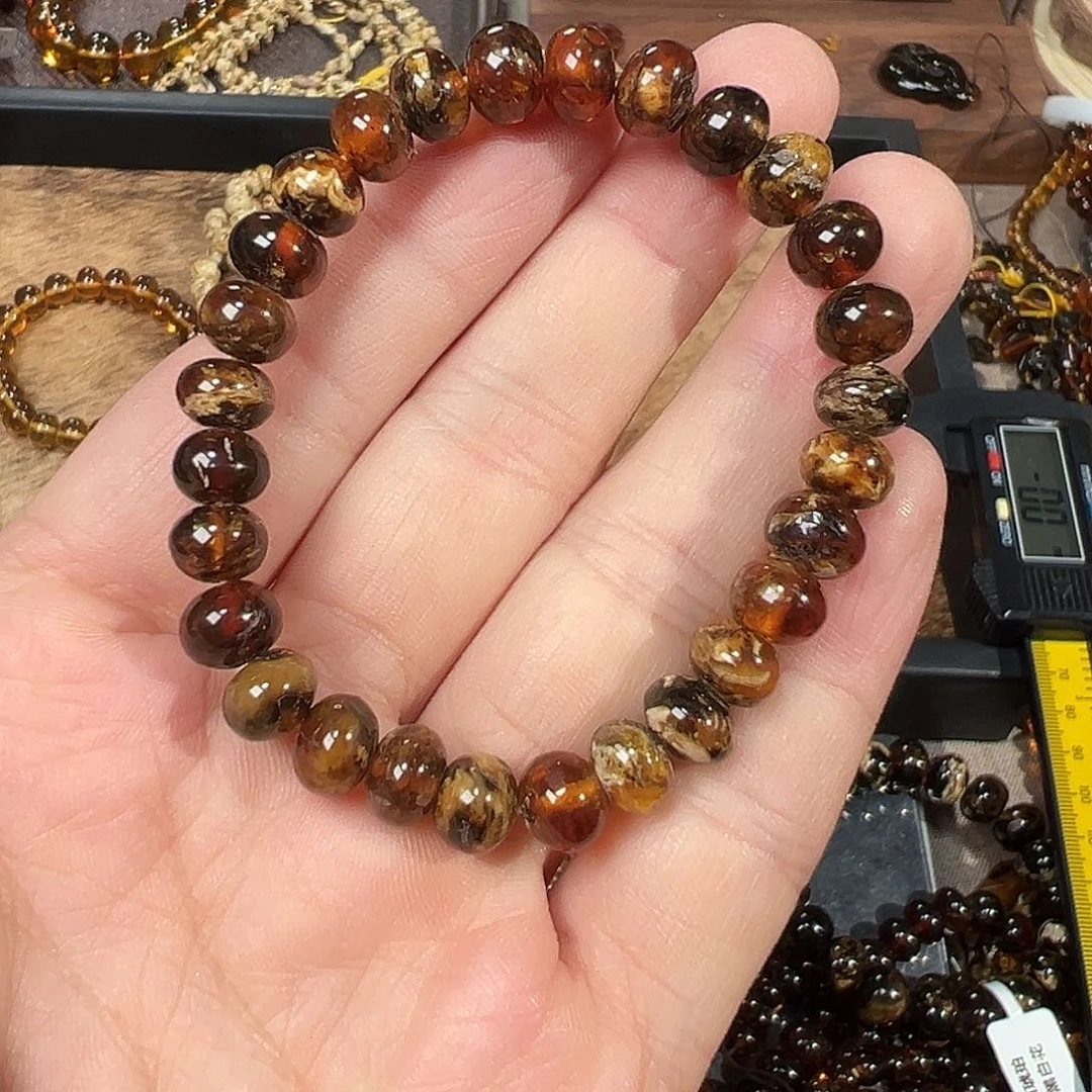 琥珀未镶嵌裸石抚顺琥珀8m单圈