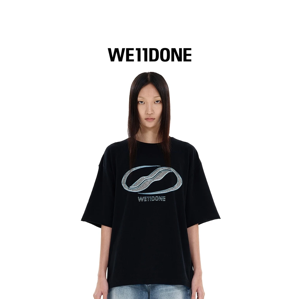 【25春夏新品】WE11DONE男女基础水洗T恤水晶样式装饰logo短袖T恤25