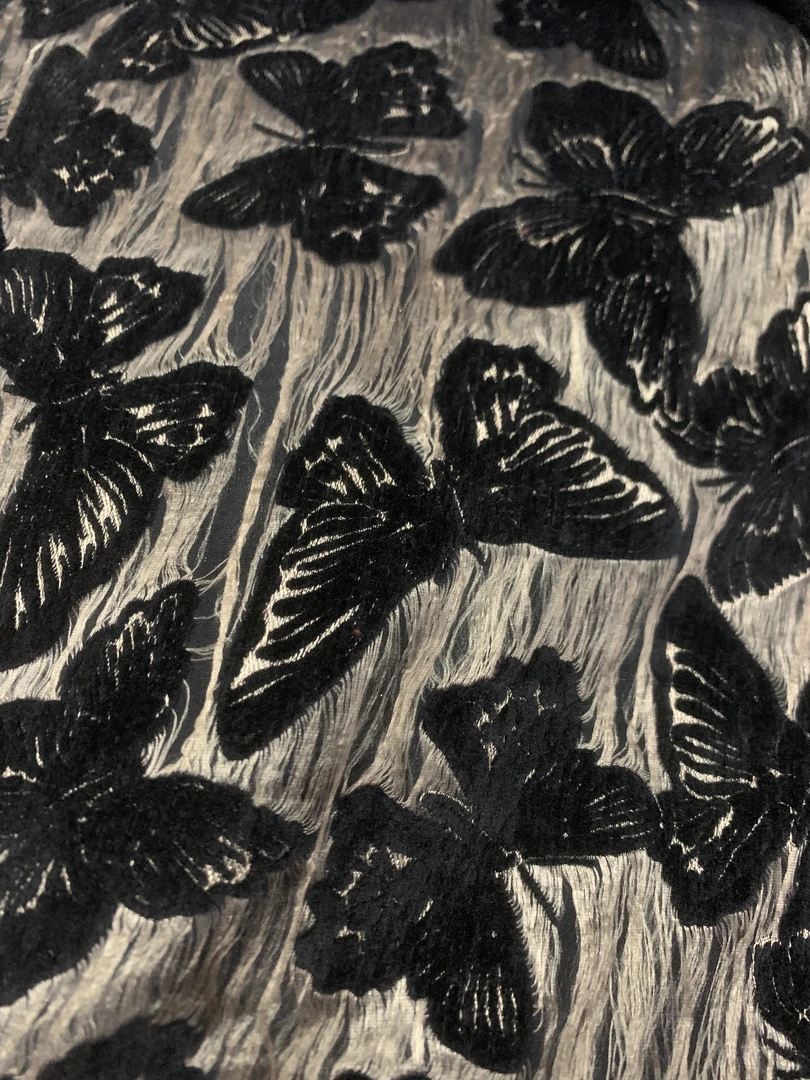 黑天丝雪尼尔植绒蝴蝶马甲连衣裙上衣面料（不支持七天无理由）