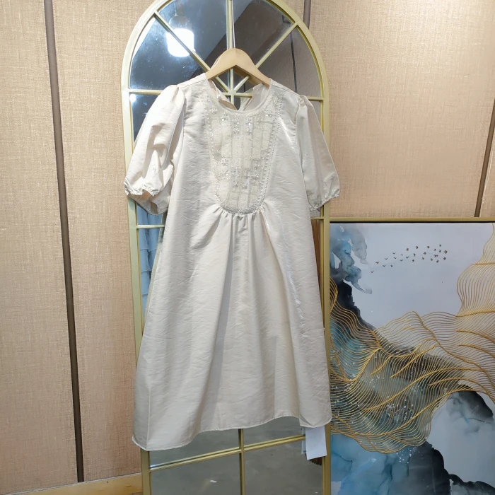 CM68孕妇杏色连衣裙120-150