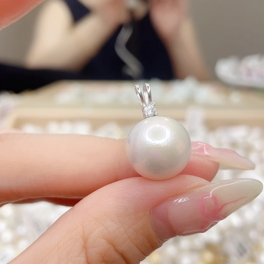 淡水珍珠银S925镶嵌吊坠(不含链)