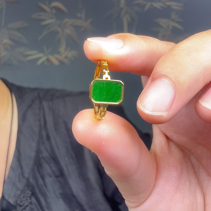 翡翠银S925镶嵌戒指特价