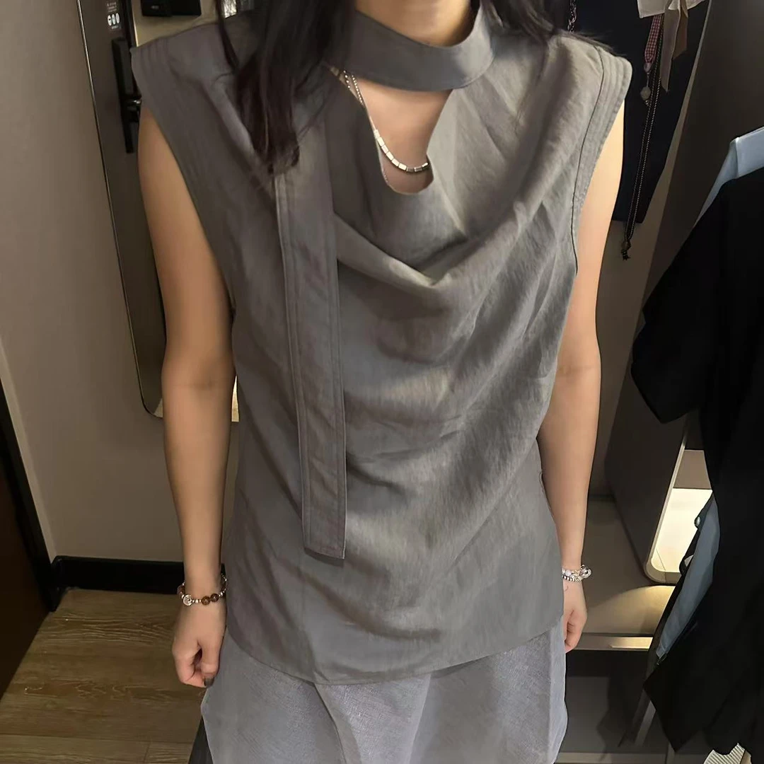 【一个亦】无袖飘带衬衣YEE/3593