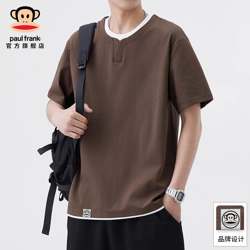 paul frank/大嘴猴潮牌索罗娜冰丝t恤男夏季薄款宽松休闲短袖上衣