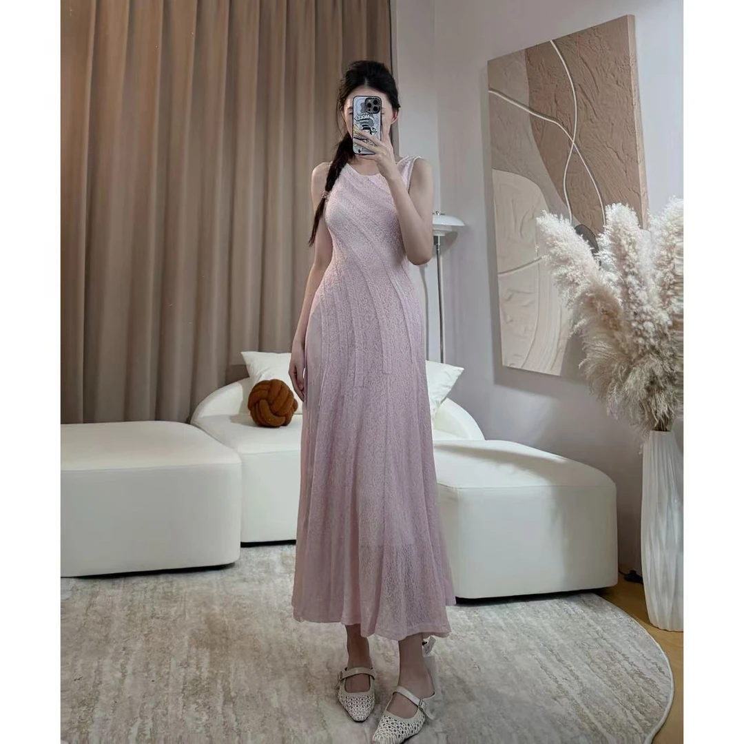 Ayana【纪念日】法式小众名媛无袖收腰显瘦浅粉连衣裙女6282