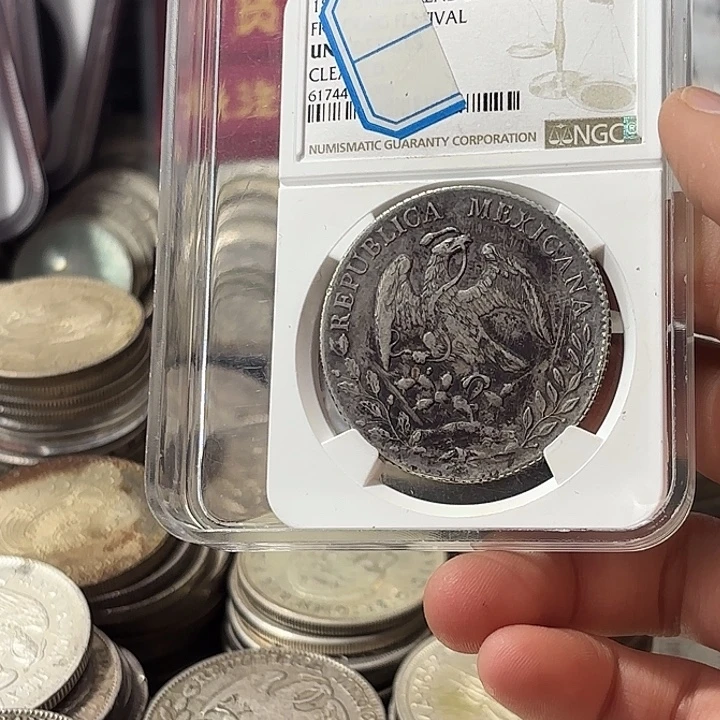 劳***模银Ag900墨西哥鹰洋银币