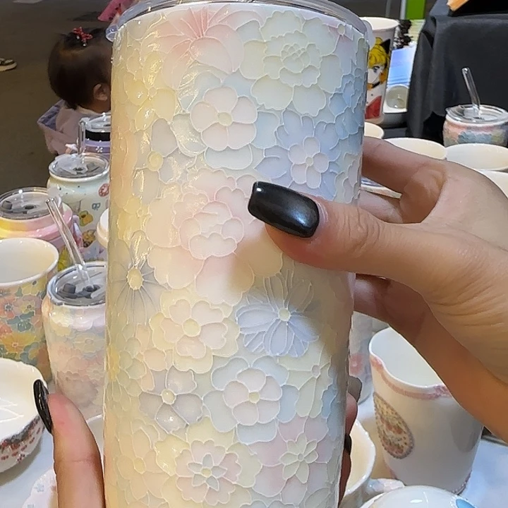 陶瓷双饮款万花杯