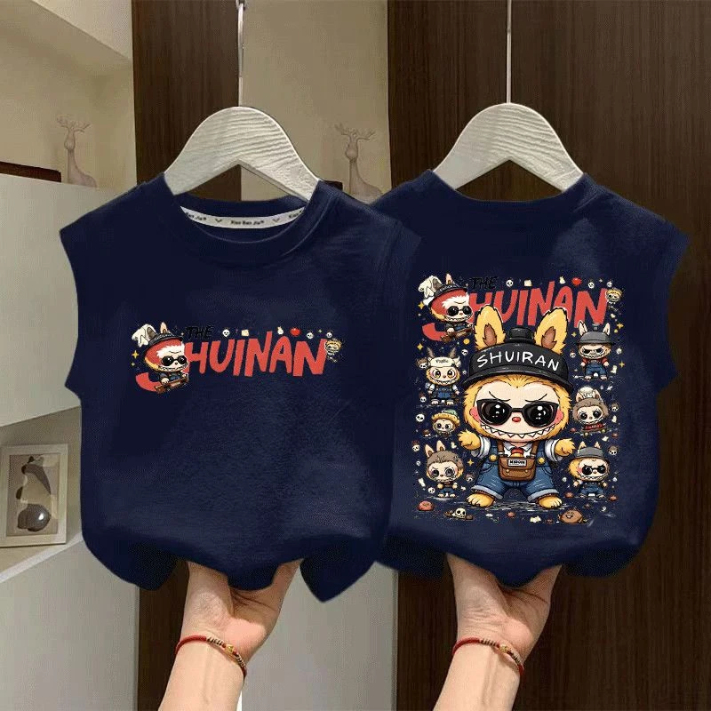 儿童宝宝夏季新款纯棉洋气T恤背心童装百搭卡通拉布布无袖上衣潮t