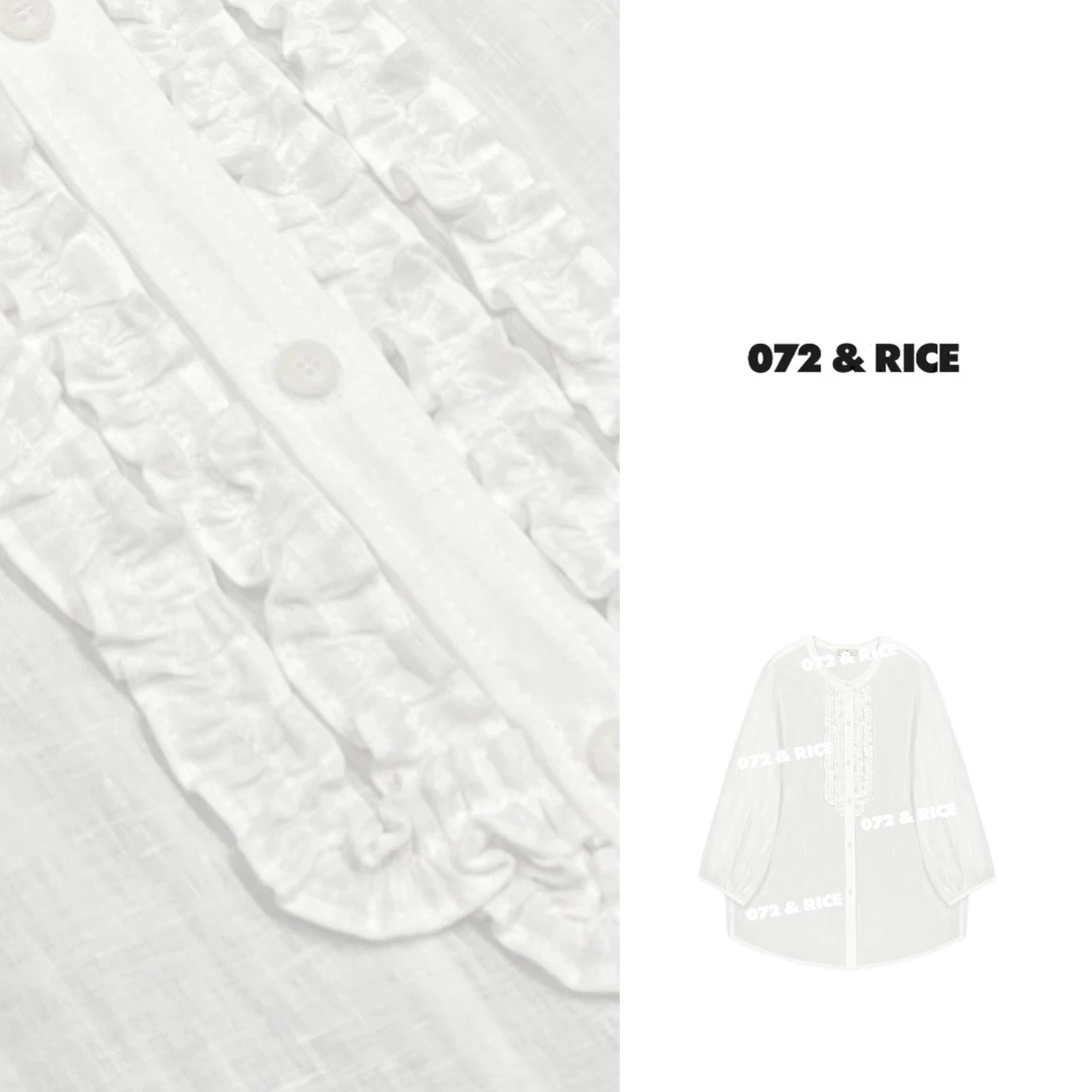 072 & RICE【白芷】100亚麻 夏季休闲圆领长袖衬衫 32W260Z*
