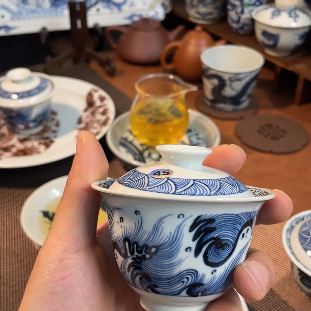 景德镇纯手工手绘70cc岩茶盖碗45