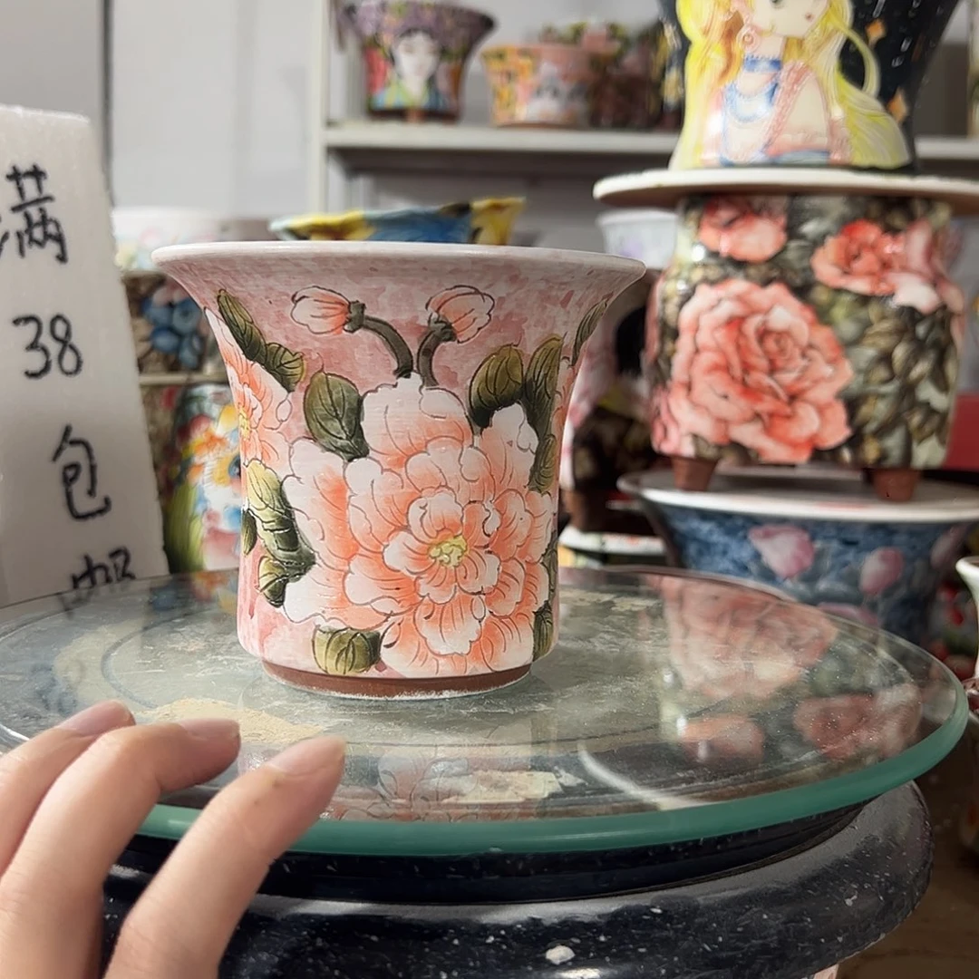 景德镇手绘花盆幸运花盆