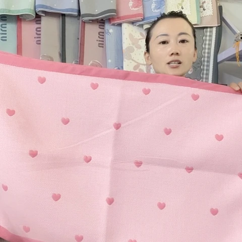 棉纱布粉色爱心纯棉