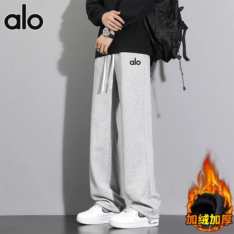 【官方奥特莱斯】ALO加绒卫裤男冬季宽松百搭休闲裤加厚保暖长裤子
