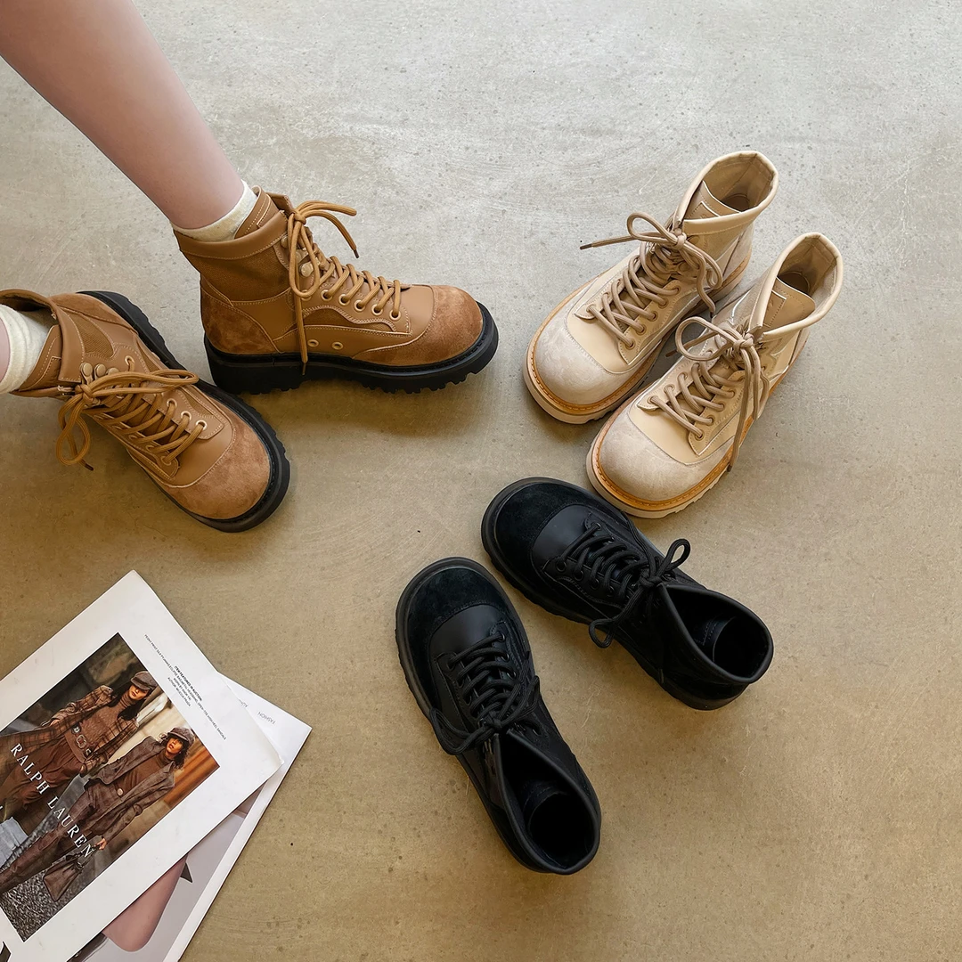 厚底户外马丁靴女透气徒步登山沙漠靴工装休闲薄款短靴CQ-W56212