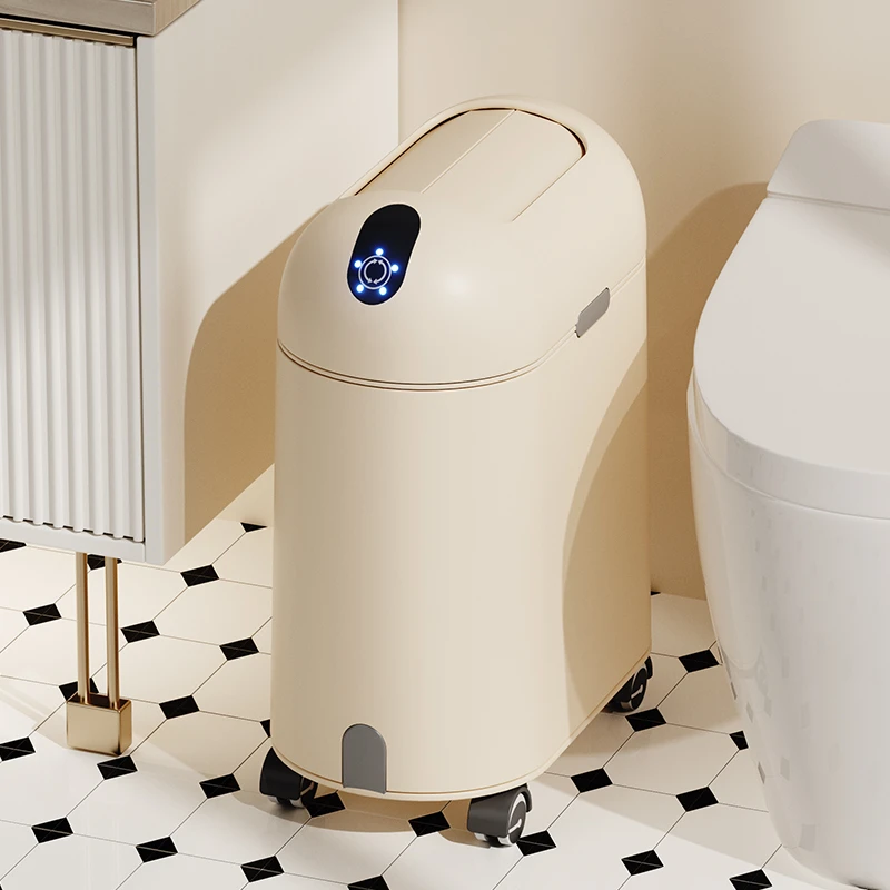 垃圾桶卫生间电动感应带轮可移动高颜值智能夹缝纸篓家用2025新款
