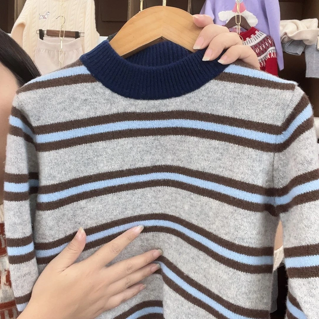 儿童条纹蓝色110新款