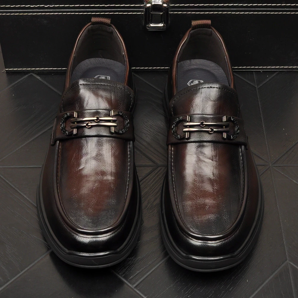 2025秋季商务正装办公室真皮头层牛皮德比鞋结婚复古男皮鞋内增高