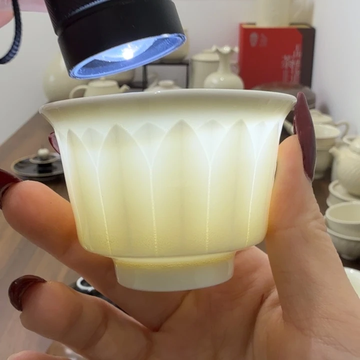 马蹄莲瓣杯 瑕疵失园集釉 无礼盒