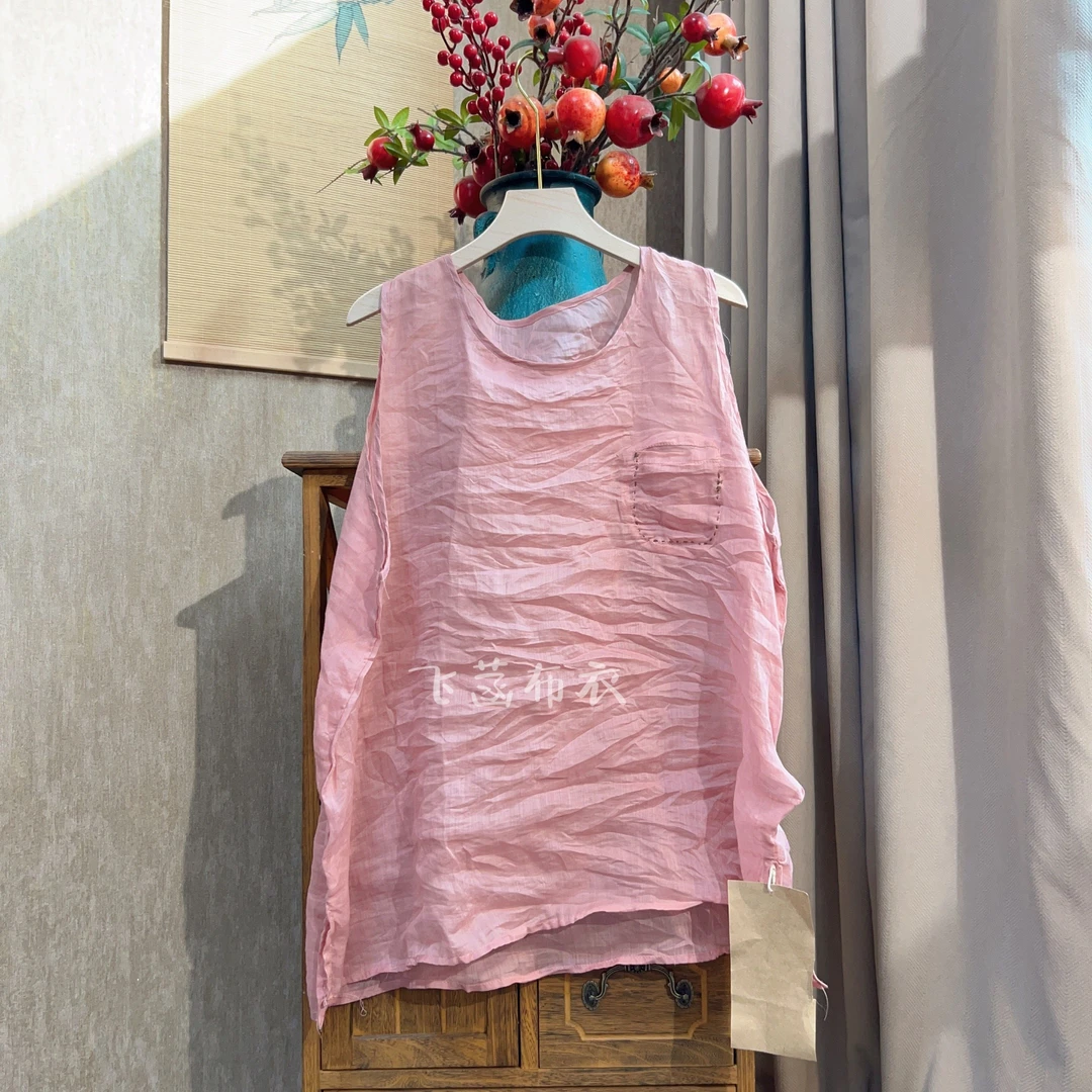 ZY2616苎麻圆领套头宽松背心（胸围120长66-68）