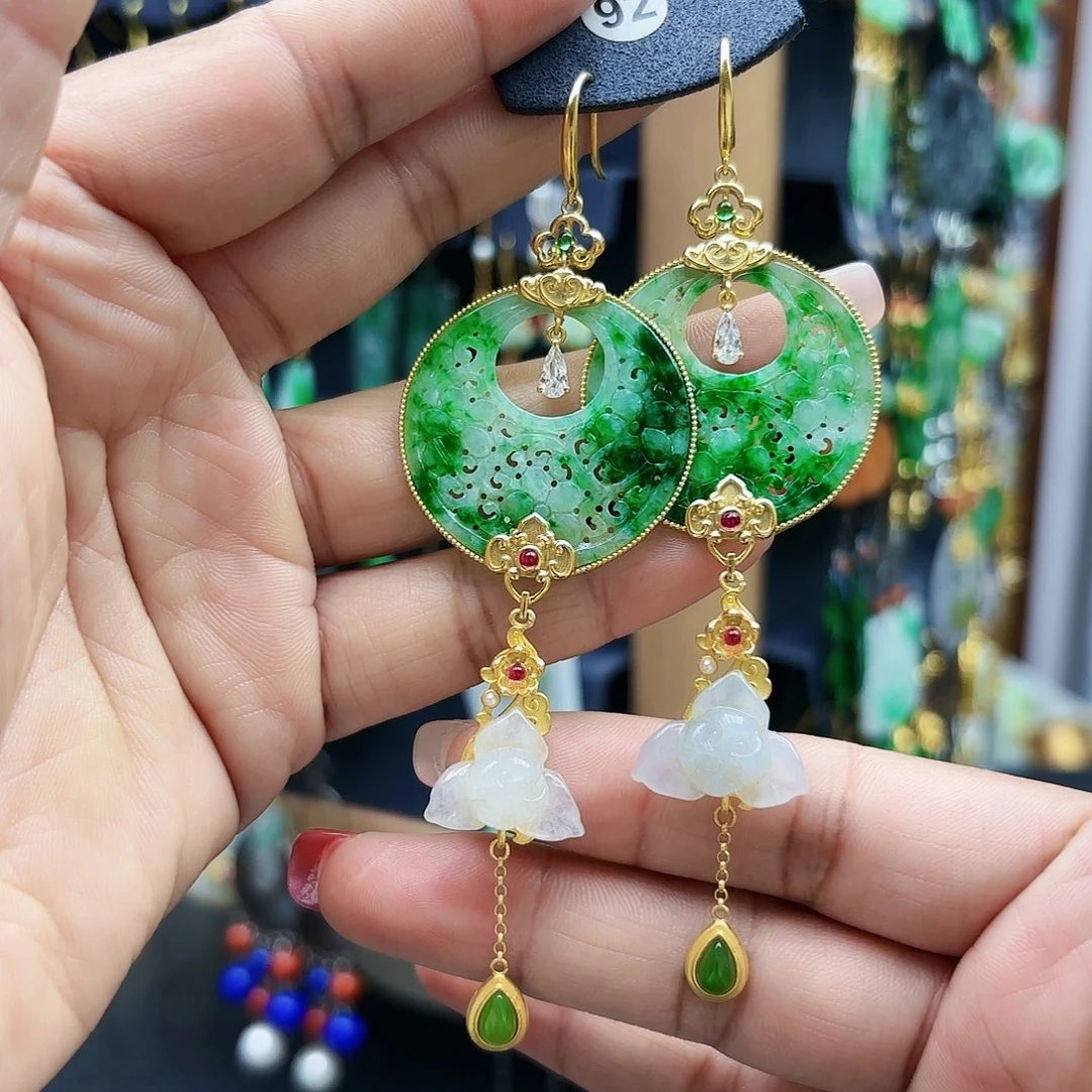 ****嗯翡翠未镶嵌耳饰耳坠