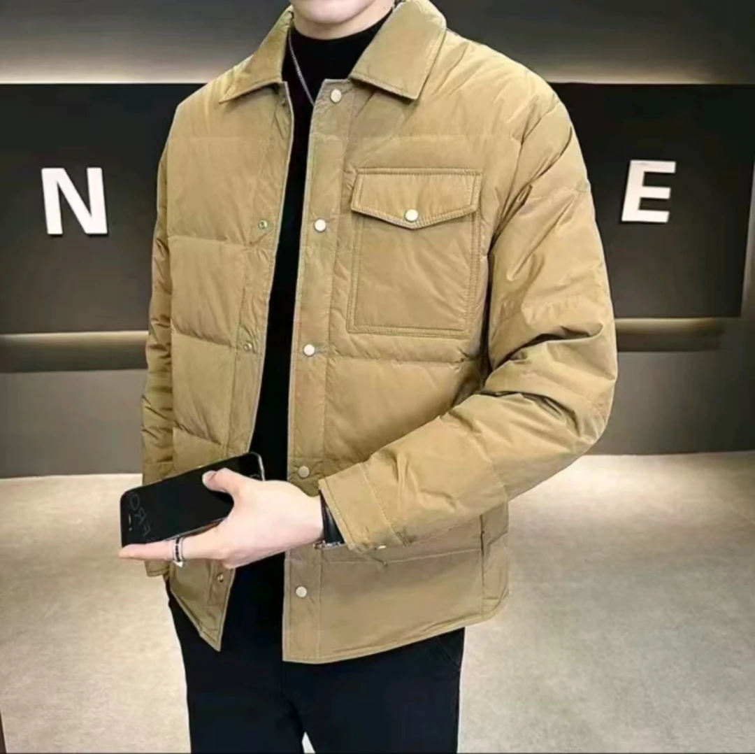 新款撤柜翻领轻薄款潮流风短款保暖百搭男装冬季羽绒服618（HYNZ）